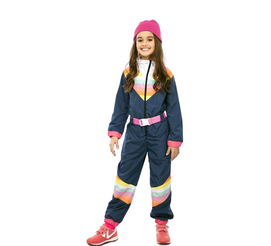 Blue skier costume with belt for girls-B