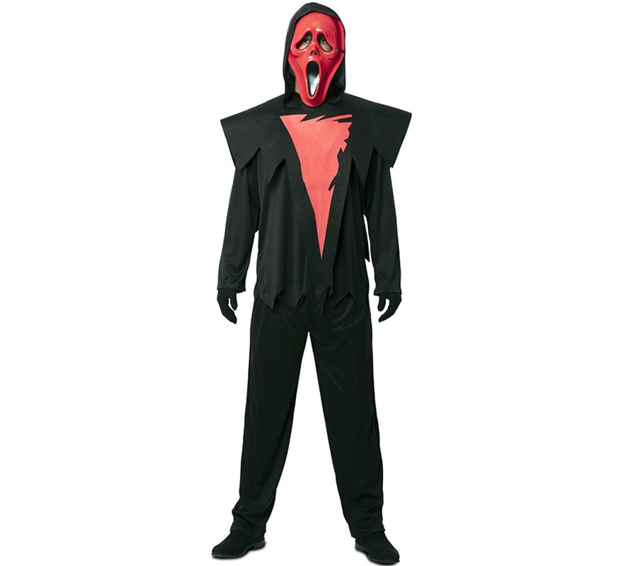 Costume de fantôme tueur rouge avec masque pour homme-B