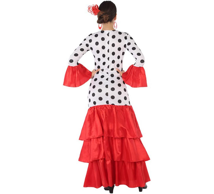 Fato de Flamenco ou Sevilhana branco e vermelho para mulher-B