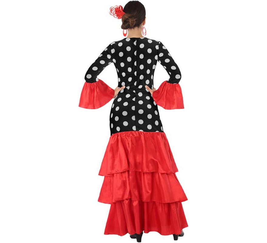 Disfraz de Flamenca o Sevillana rojo y negro para mujer-B