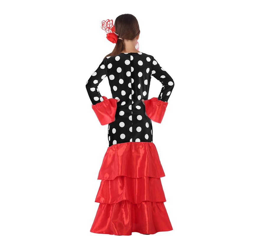 Disfraz de Flamenca roja lunares para niña-B