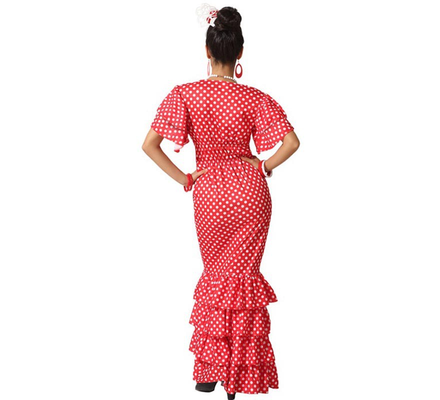 Disfraz de Flamenca Rojo con Puntos Pequeños para mujer-B