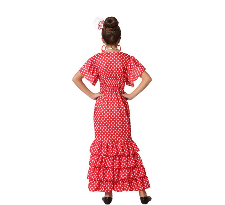Disfraz de Flamenca Rojo con puntos pequeños para niña-B