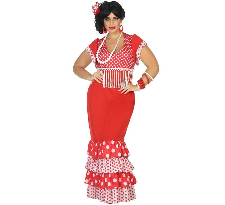 Déguisement Andalouse Flamenco Rouge pour femme-B