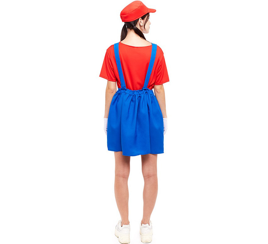 Costume da idraulico rosso da videogioco per donna-B