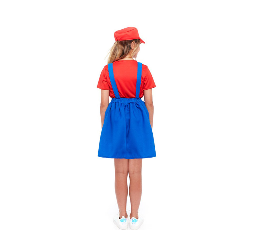 Rotes Klempner-Kostüm für Mädchen aus Videospielen-B