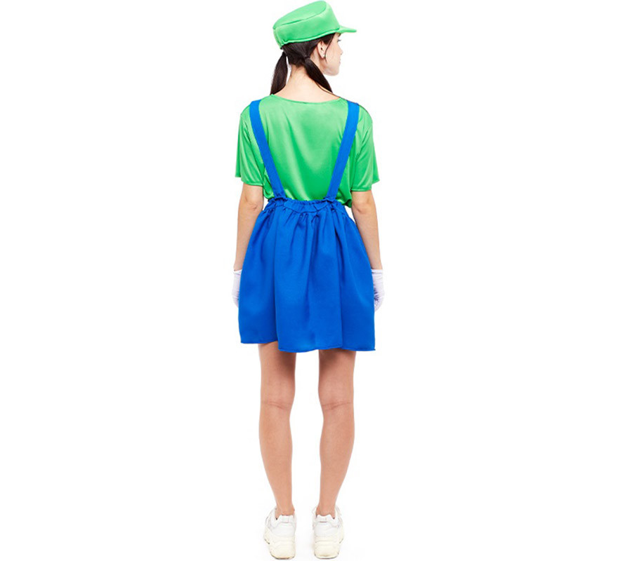 Klempner-Kostüm für Videospiele in Grün für Damen-B