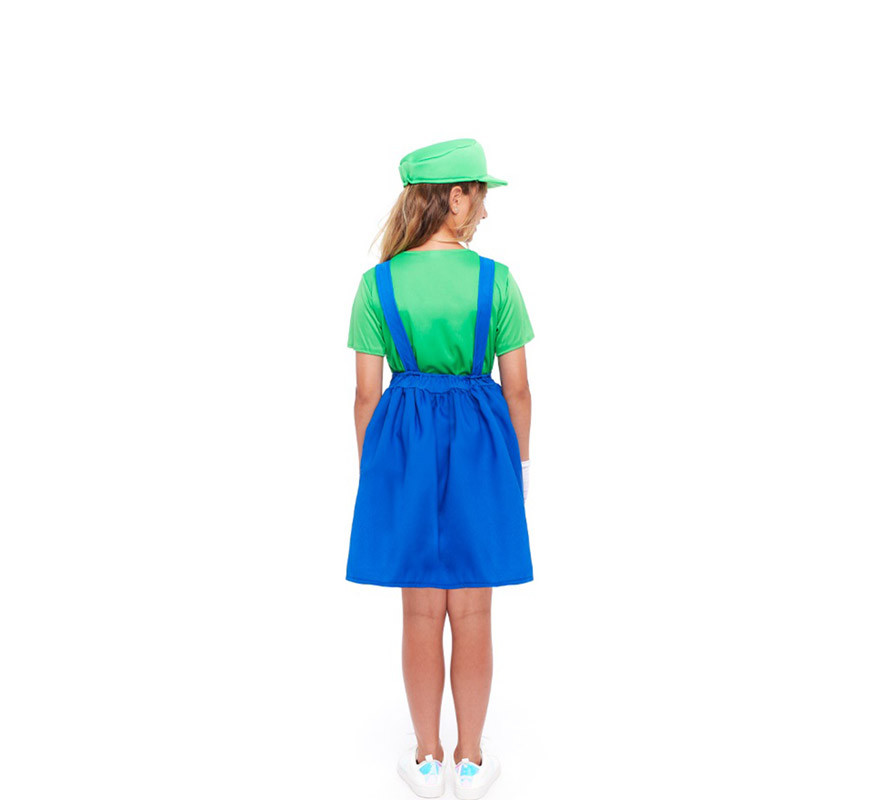 Disfraz de Fontanera Videojuegos Verde para niña-B