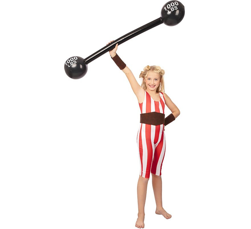 Costume da Strongwoman rosso e bianco con cintura per bambina-B