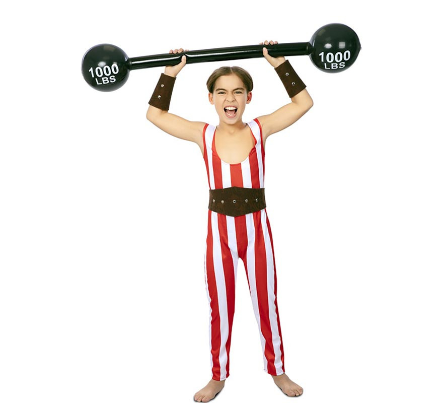 Red and white strongman costume with belt for children-B