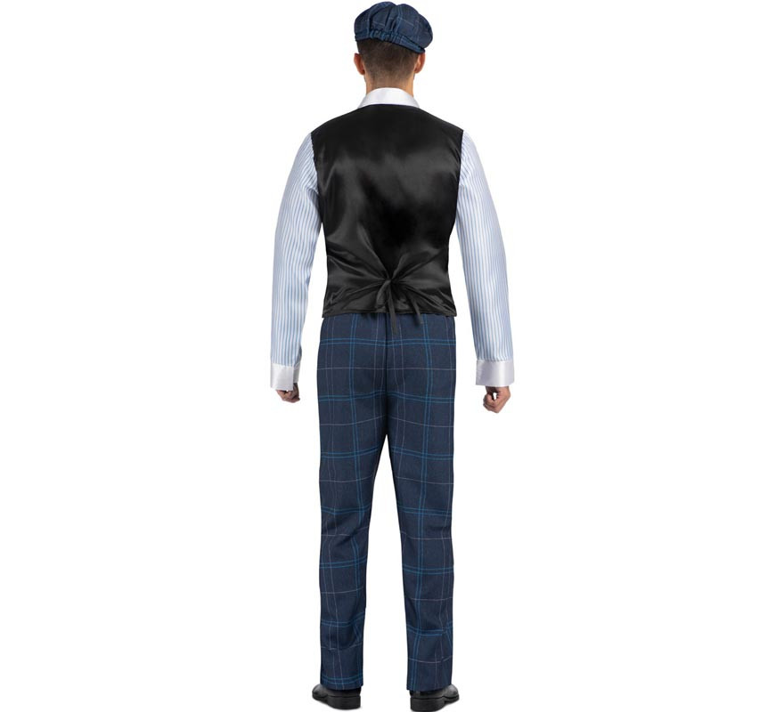 Mens Blue Checked English Gangster Costume-B