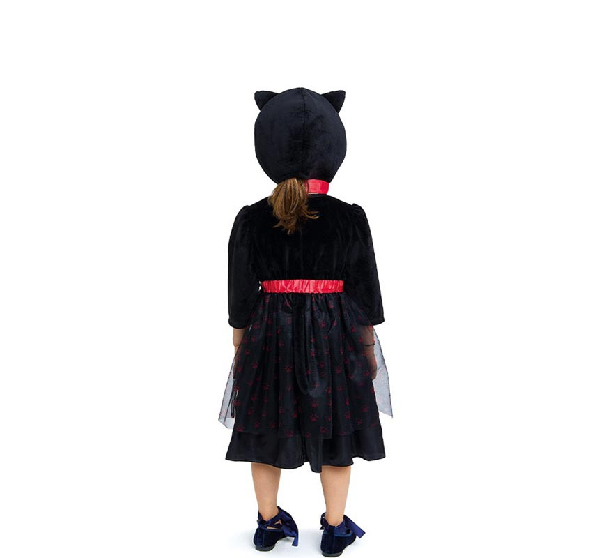 Costume da gattina nera con vestito e cappello per bambino-B