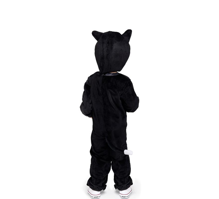 Fato de gato preto com capuz para bebé e criança-B