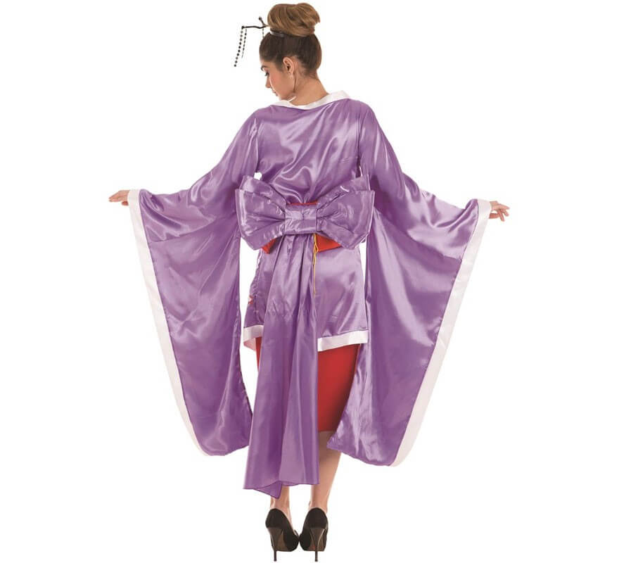 Costume da geisha viola con fiori per donna-B