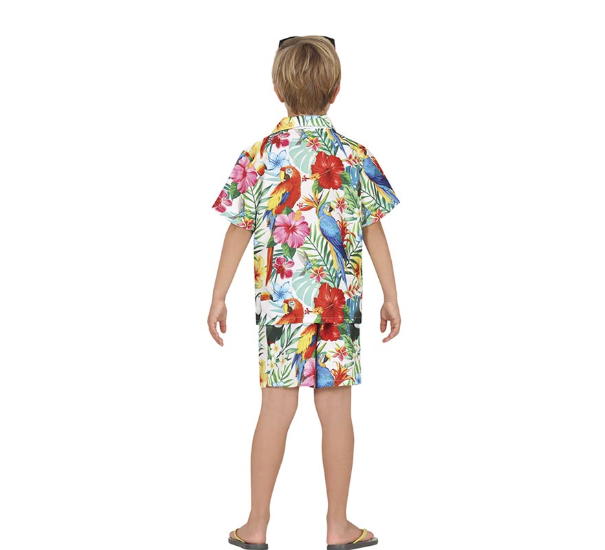 Disfraz de Hawaiano blanco Tropical para niño-B