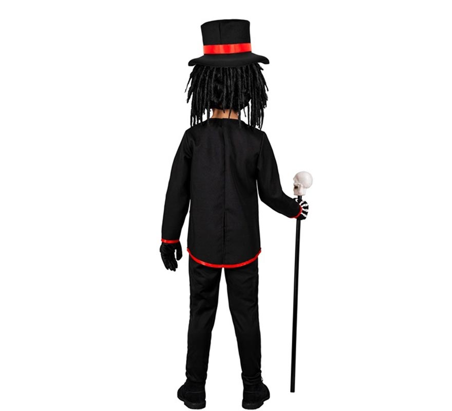Fato de feiticeiro esqueleto vodu para meninos-B