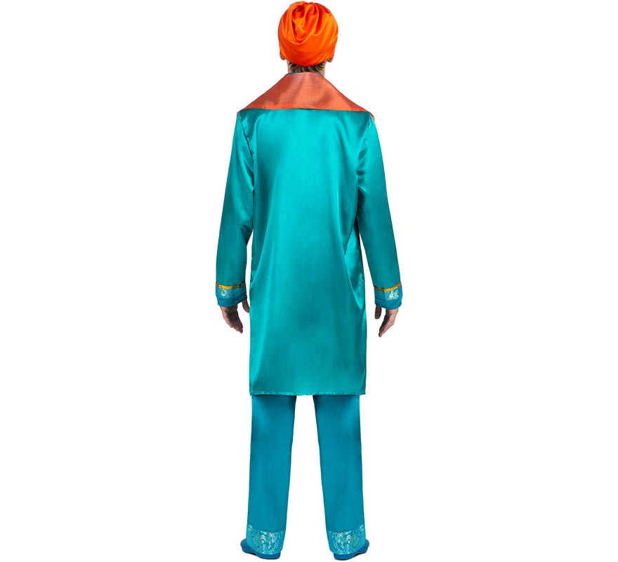 Elegantes blau-orangefarbenes Hindu-Kostüm für Herren-B