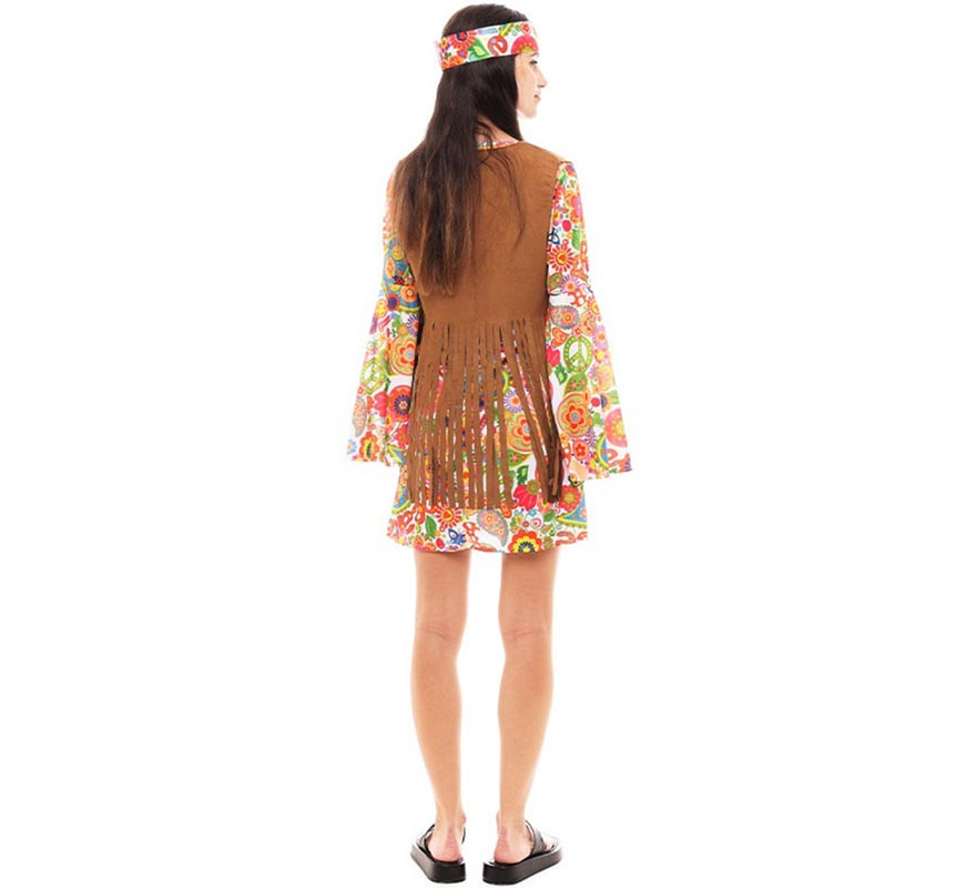 Disfraz de Hippie Flores con chaleco para mujer-B
