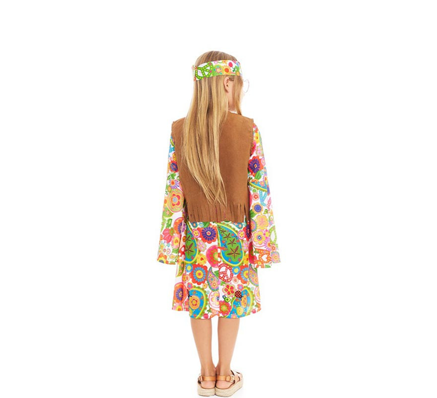 Disfraz de Hippie Flores con chaleco para niña-B