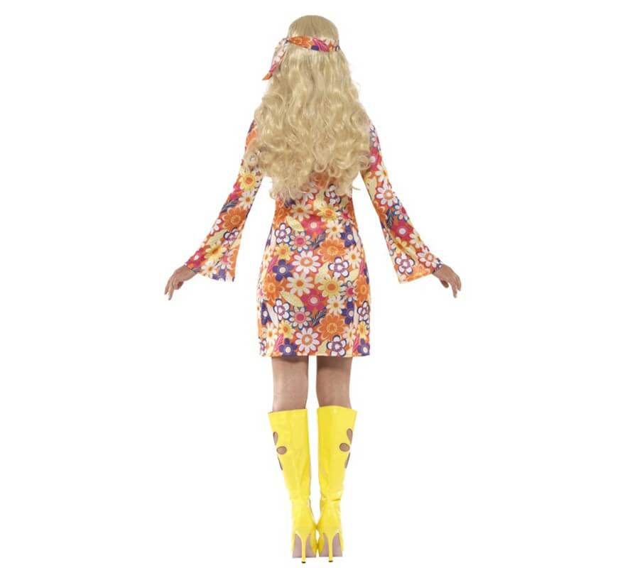 Costume hippy a fiori multicolore per una donna-B