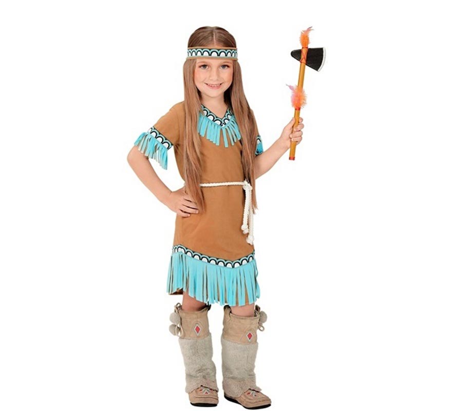 Brown and turquoise Indian costume for girls-B