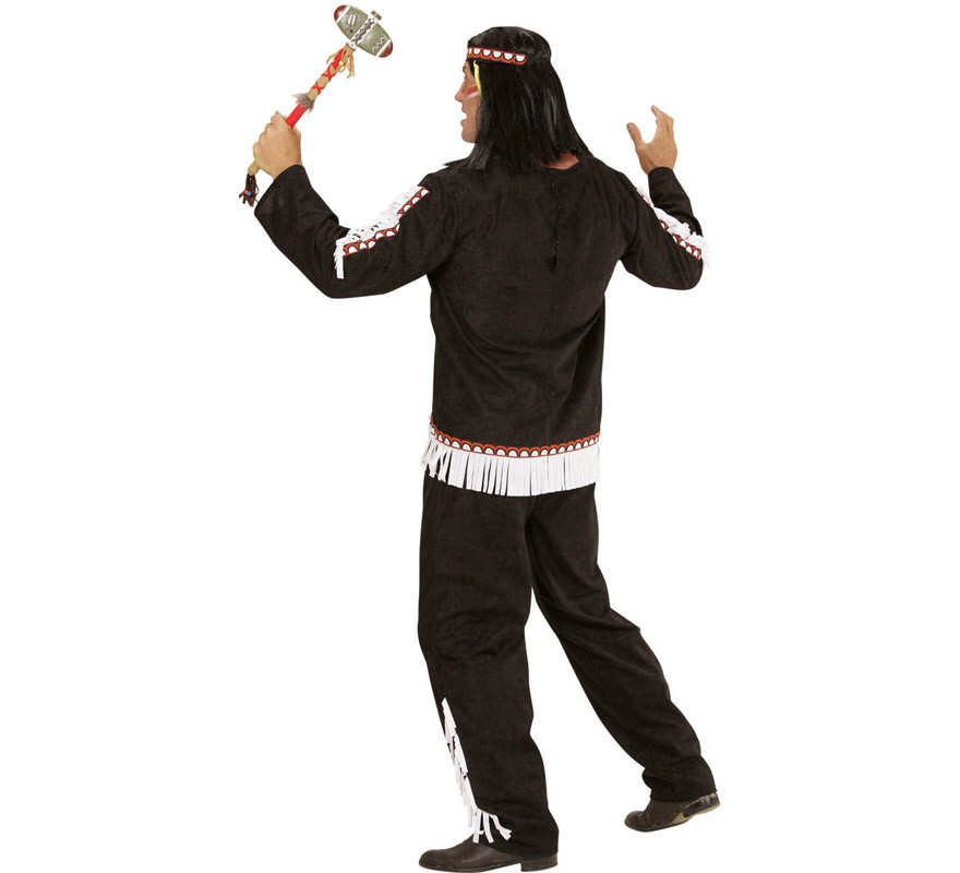 Disfraz de Indio Negro con Flecos para hombre-B