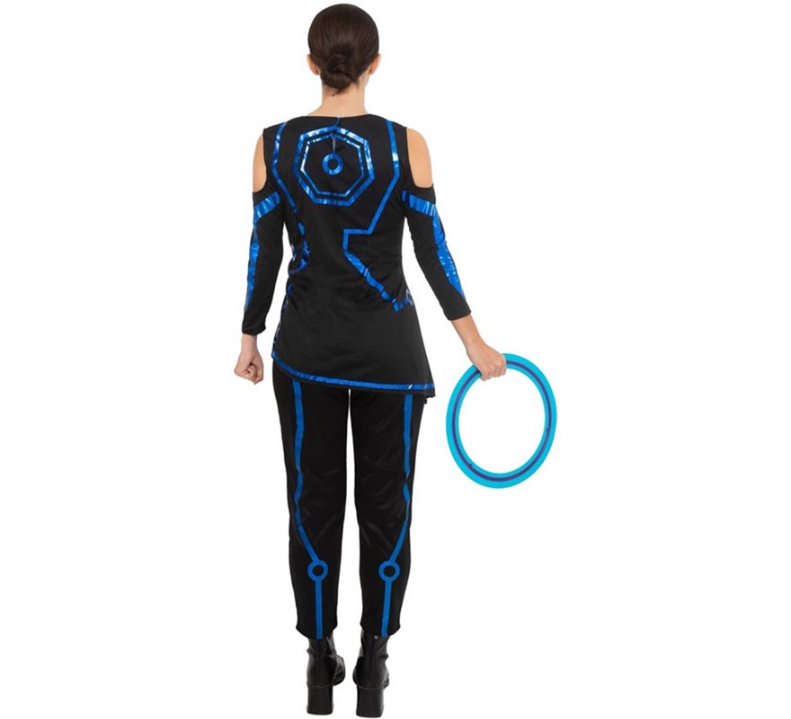 Schwarz-blaues Videospiel-Spielerkostüm für Damen-B