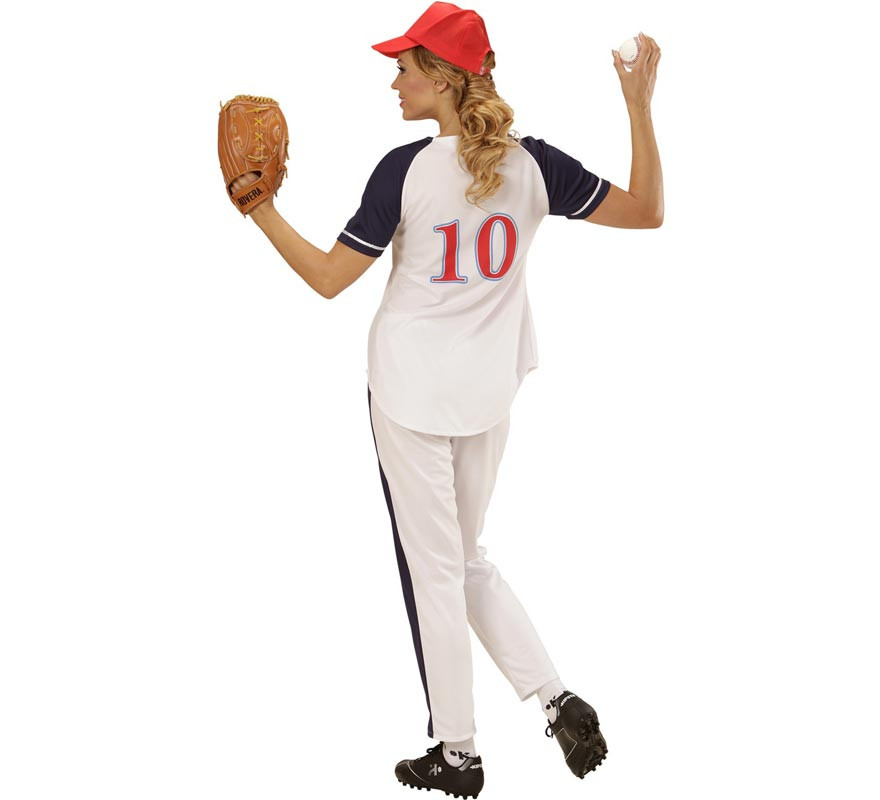 Disfraz de Jugadora de Baseball blanco y azul para mujer-B
