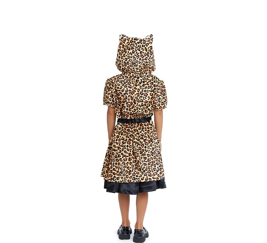 Fato de leopardo em vestido para meninas e adolescentes-B