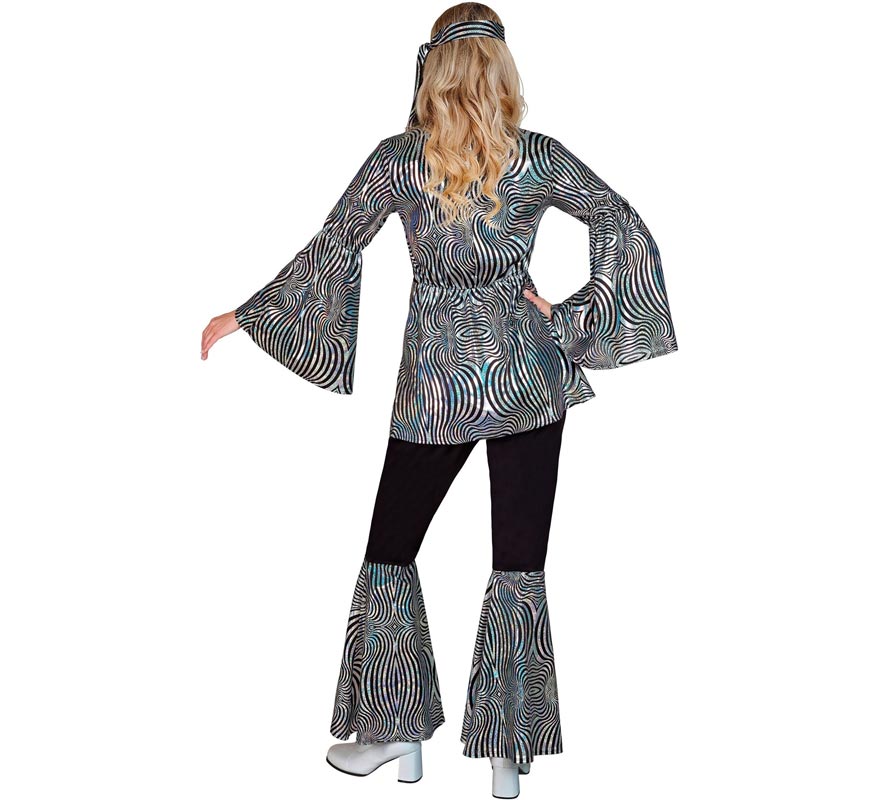 Disfraz de los años 70 Disco Olas plateadas para mujer-B