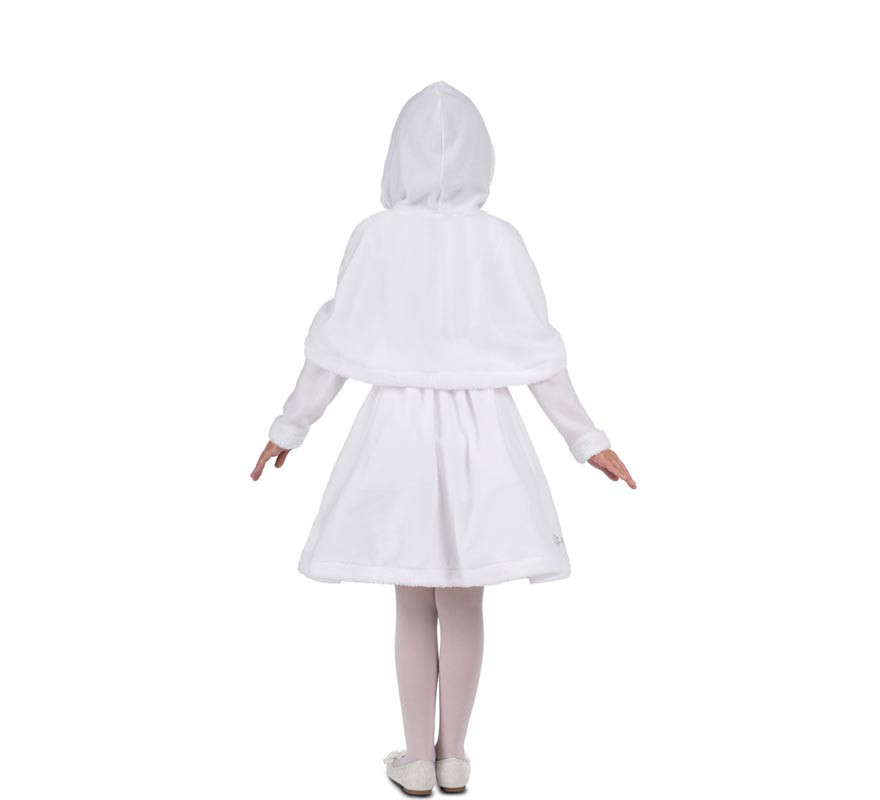 White Mother Christmas costume with hood for girls-B