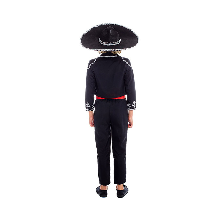Disfraz de Mariachi Mexicano Negro y Rojo para niño-B