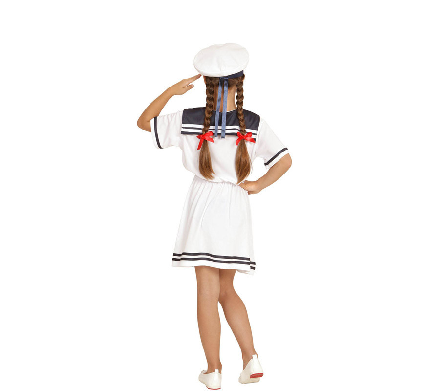 Costume de marin blanc en robe pour fille-B