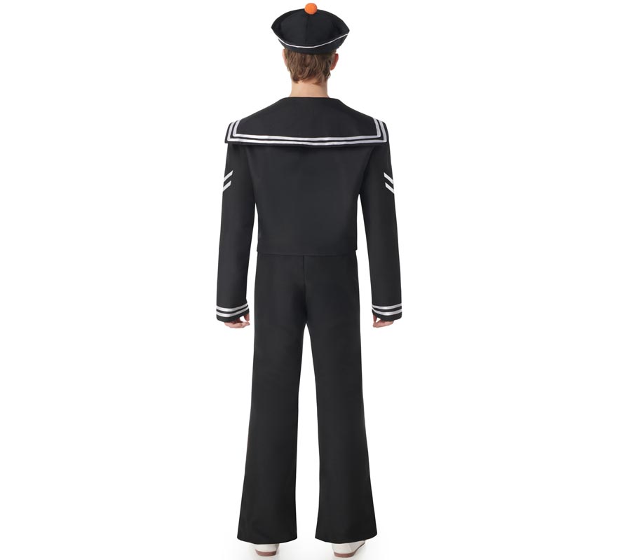 Fato de marinheiro preto com calças para homem-B