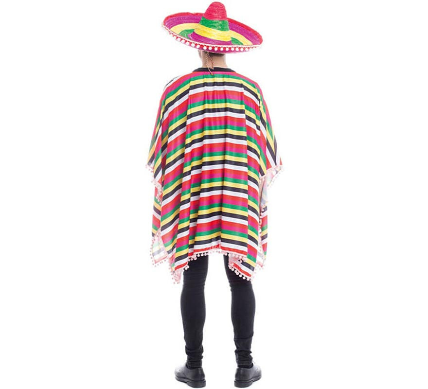 Disfraz de Mejicano a rayas multicolor para hombre-B
