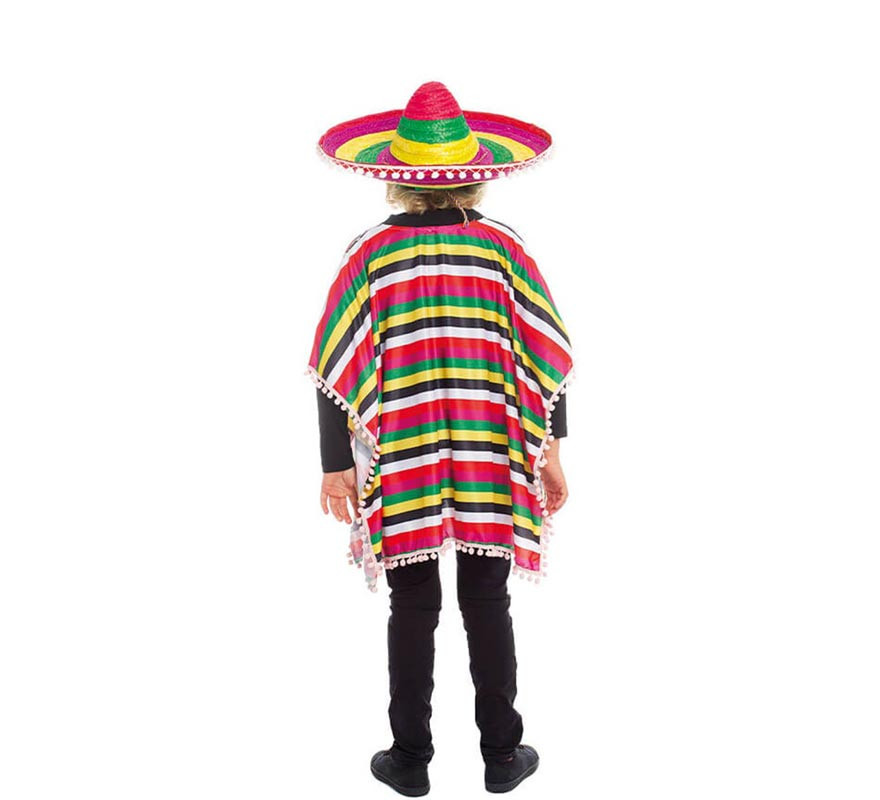 Fato de poncho mexicano multicolorido para criança-B