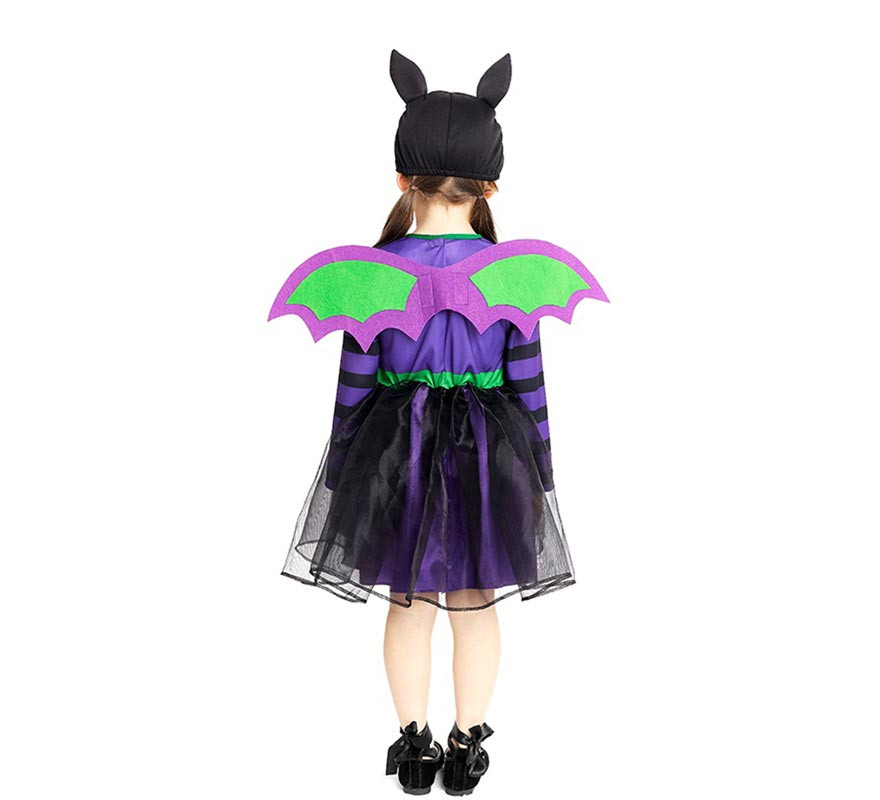 Déguisement de chauve-souris violette avec chapeau et ailes pour bébé et fille-B