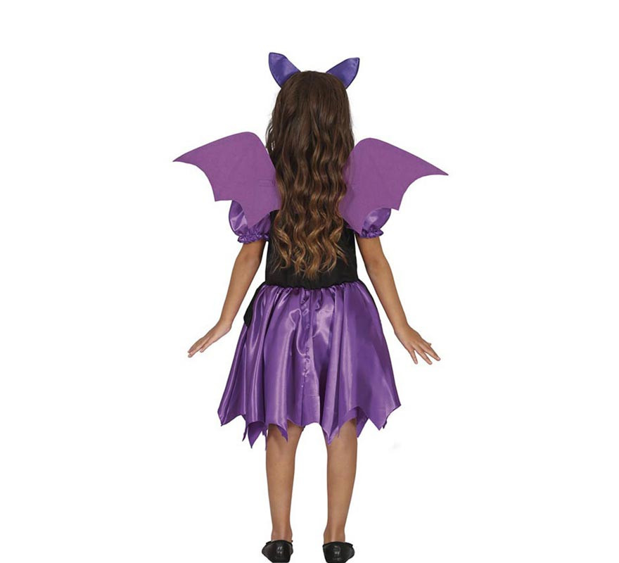 Fato de morcego roxo com asas para menina-B