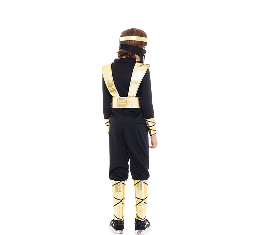 Disfraz de Ninja Kombat Serpiente negro y dorado para niños-B