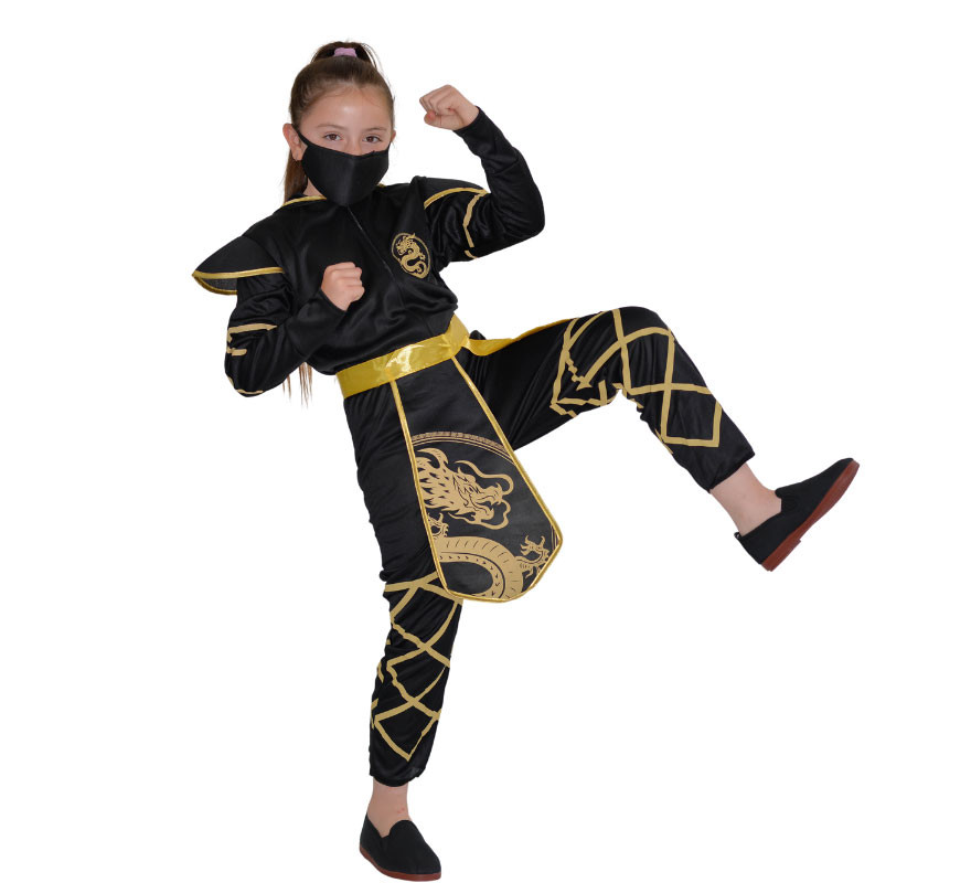 Black and Gold Ninja Costume for Girls-B