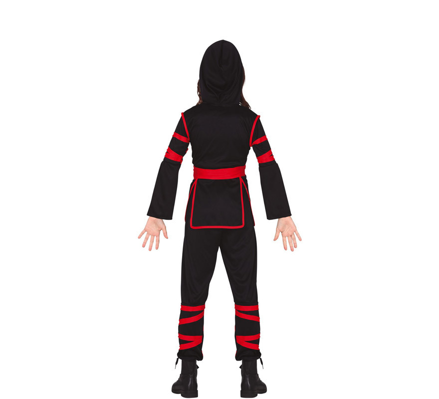 Disfraz de Ninja negro y rojo para niña-B