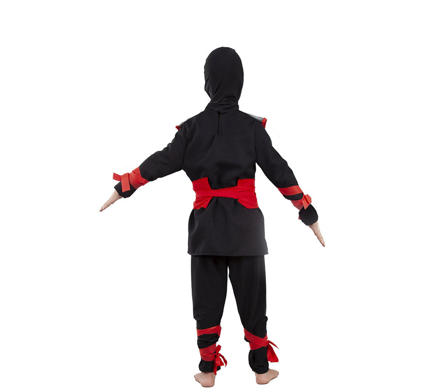 Schwarzes und rotes Ninja-Kostüm für Kinder-B