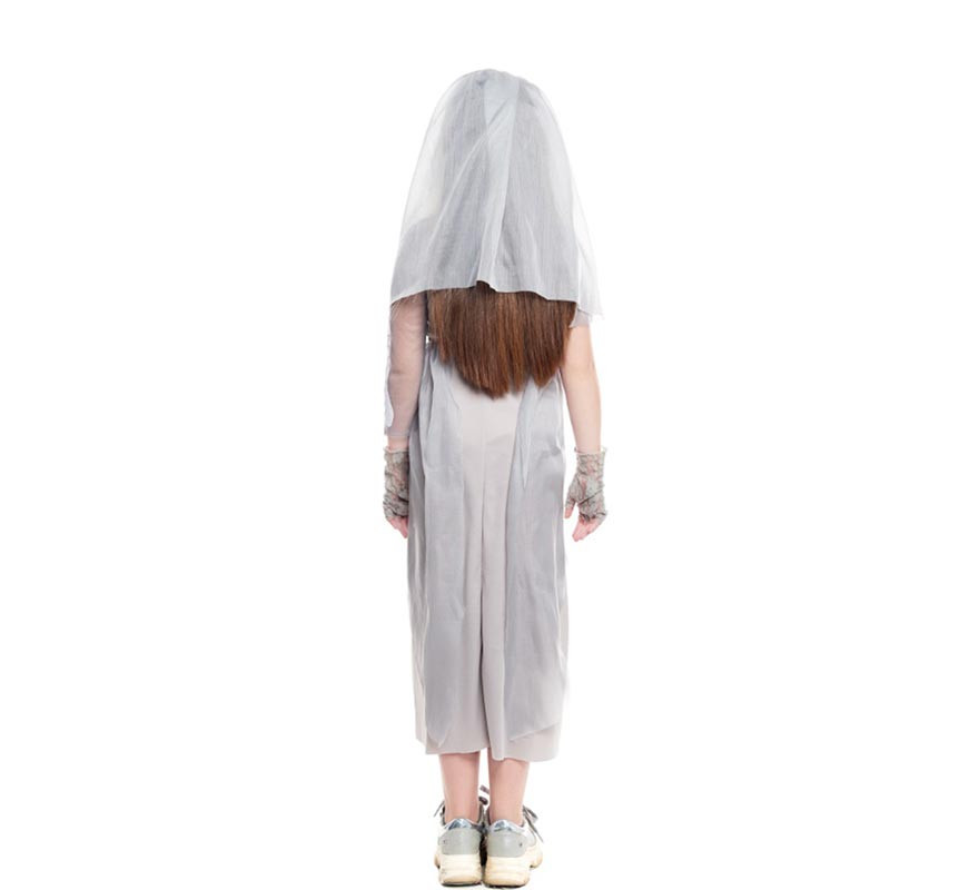 Corpse Bride Kostüm mit blauen Verzierungen für Mädchen-B