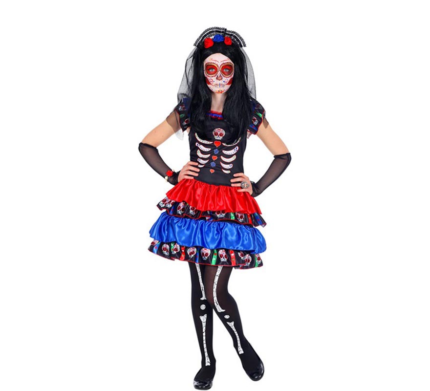 Catrina Skeleton Bride Costume for Girls-B