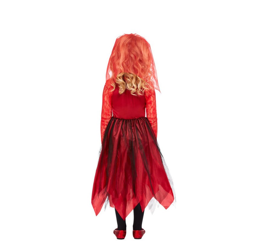 Disfraz de Novia Zombie rojo para niña-B