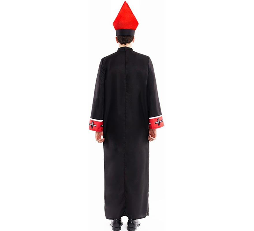 Déguisement d'évêque satanique avec étole noire et rouge pour homme-B