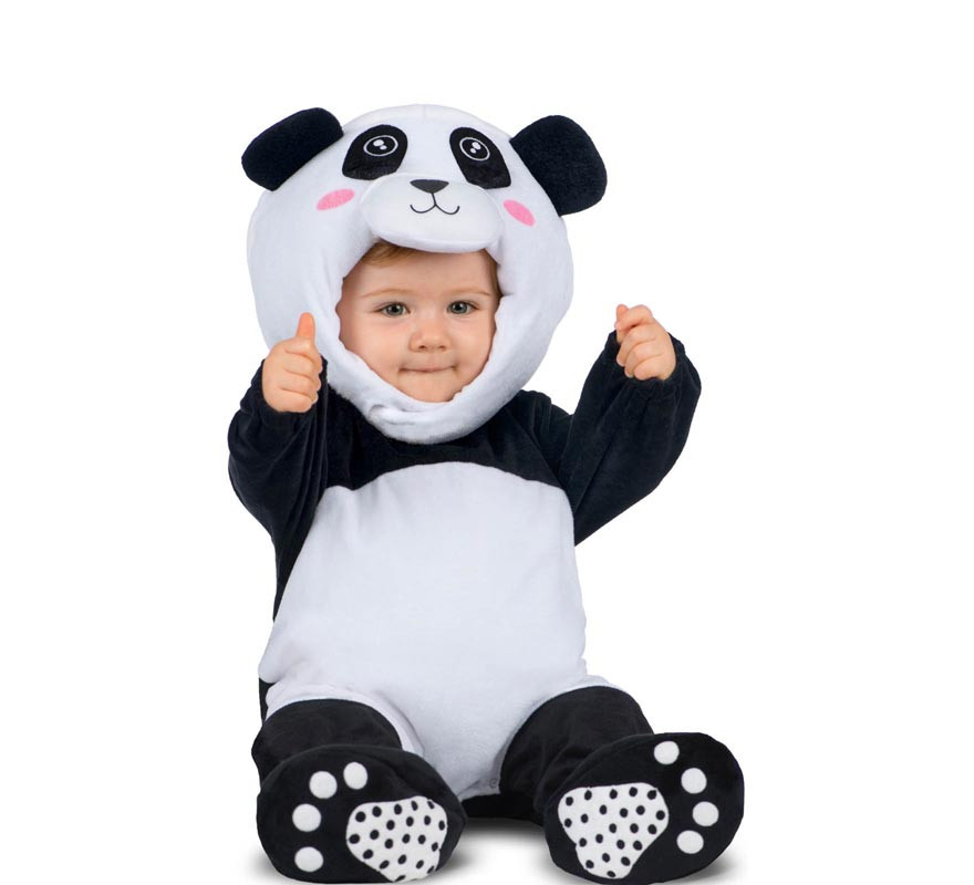 Fato de urso panda com chapéu e rabo para bebé e criança-B