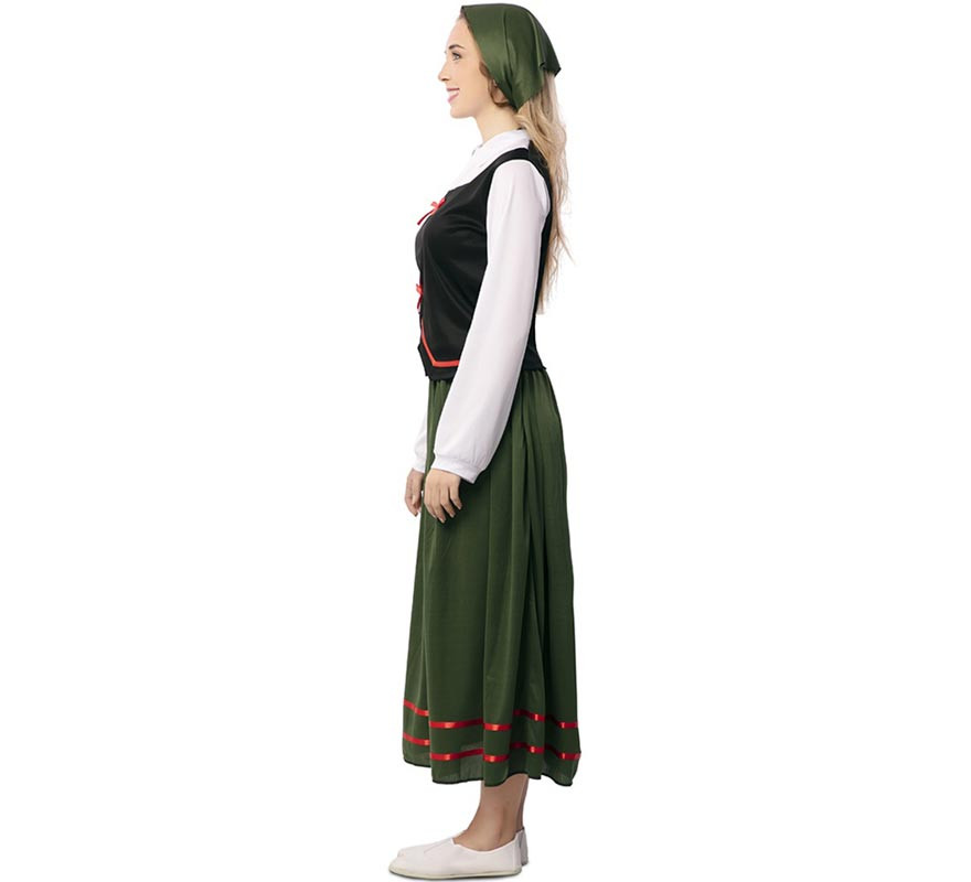 Green Shepherdess Costume with Scarf for Women-B