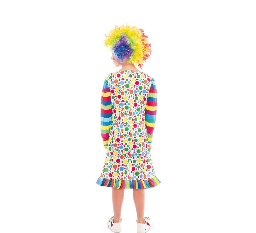 Mehrfarbiges gepunktetes Clownkostüm für Mädchen-B