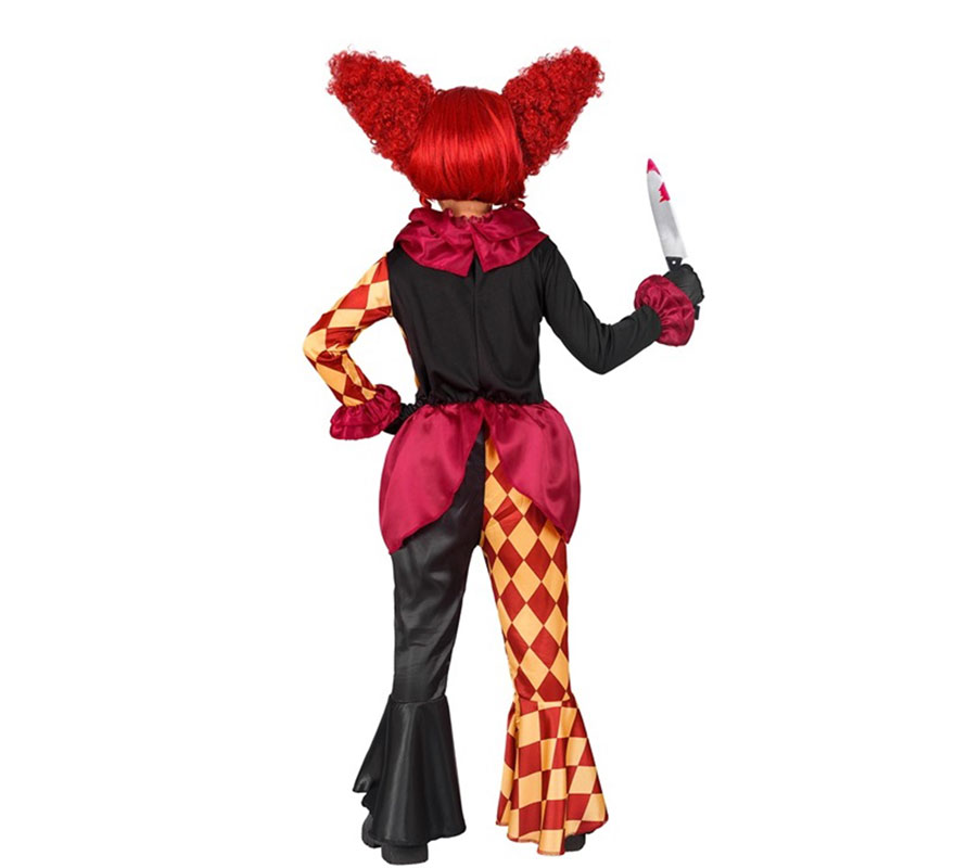 Fato de Palhaço Macabro Xadrez para Meninas-B